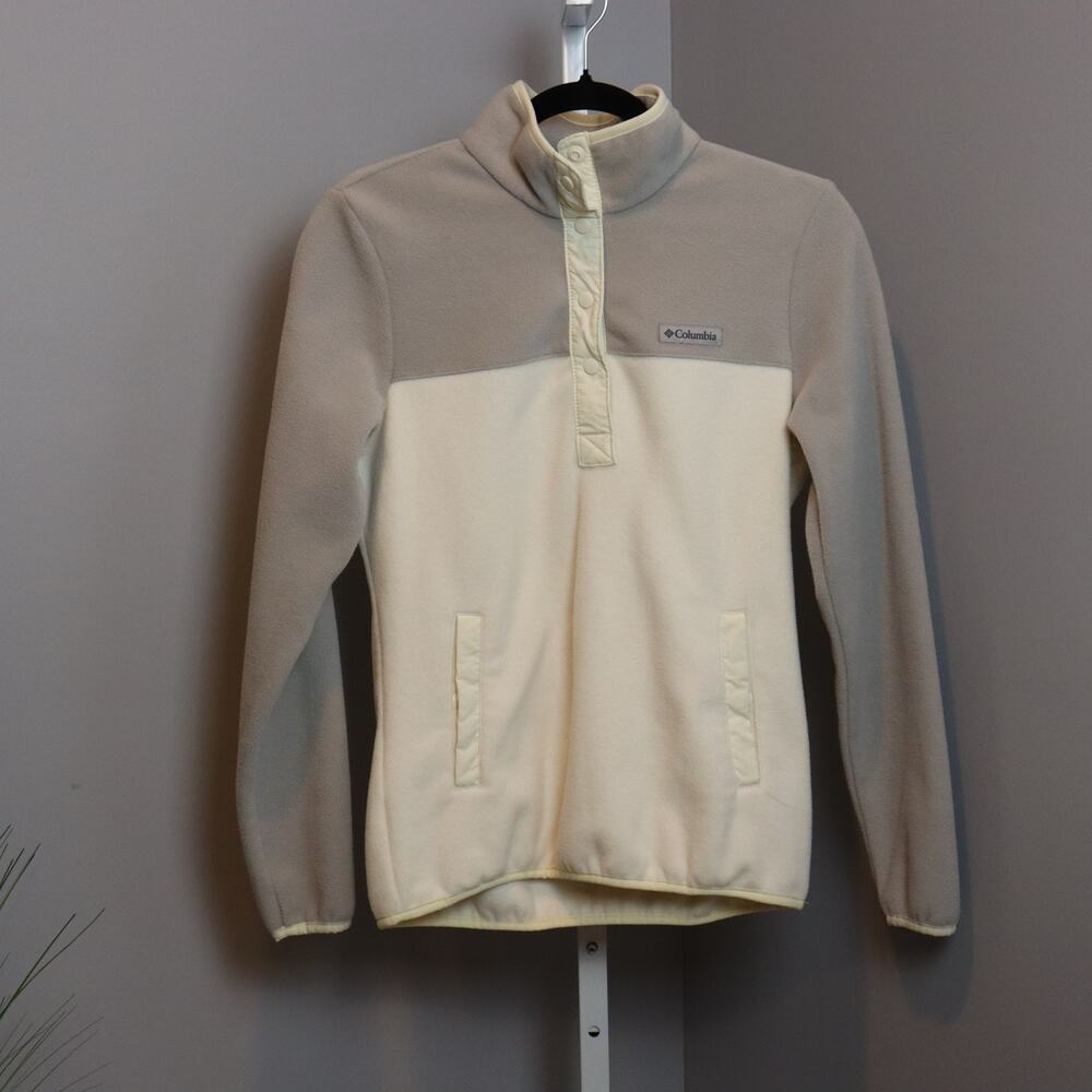 Columbia Women’s XS Half Snap Fleece‎ Pullover – Cream & Taupe